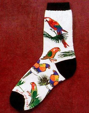 Parrot with Palm Leaves Socks from Critter Socks